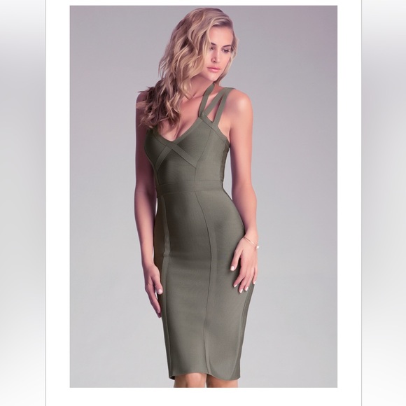 bebe Dresses & Skirts - Bebe Pink Strap Midi Bandage Dress